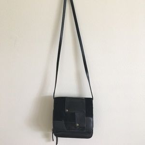Small Leather/Suede Shoulder Bag w/Long Strap